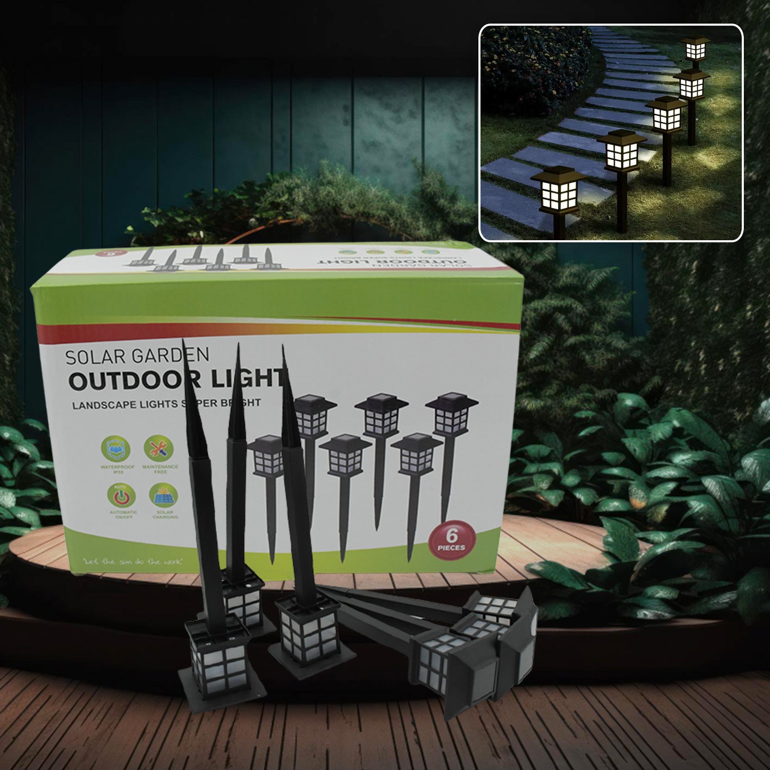 Big Solar Outdoor Lights  6 Pack Waterproof Solar  . . .